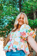 Load image into Gallery viewer, Alana Puff Sleeve Peplum Top
