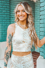 Load image into Gallery viewer, Gold Snake Print Racerback Active Cropped Top
