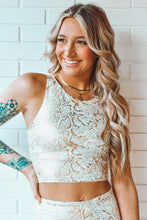 Load image into Gallery viewer, Gold Snake Print Racerback Active Cropped Top
