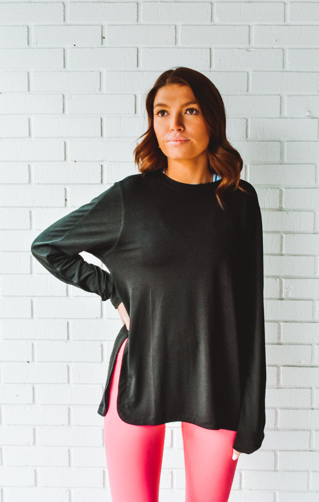 Tencel Longline Pullover with Curved Hem
