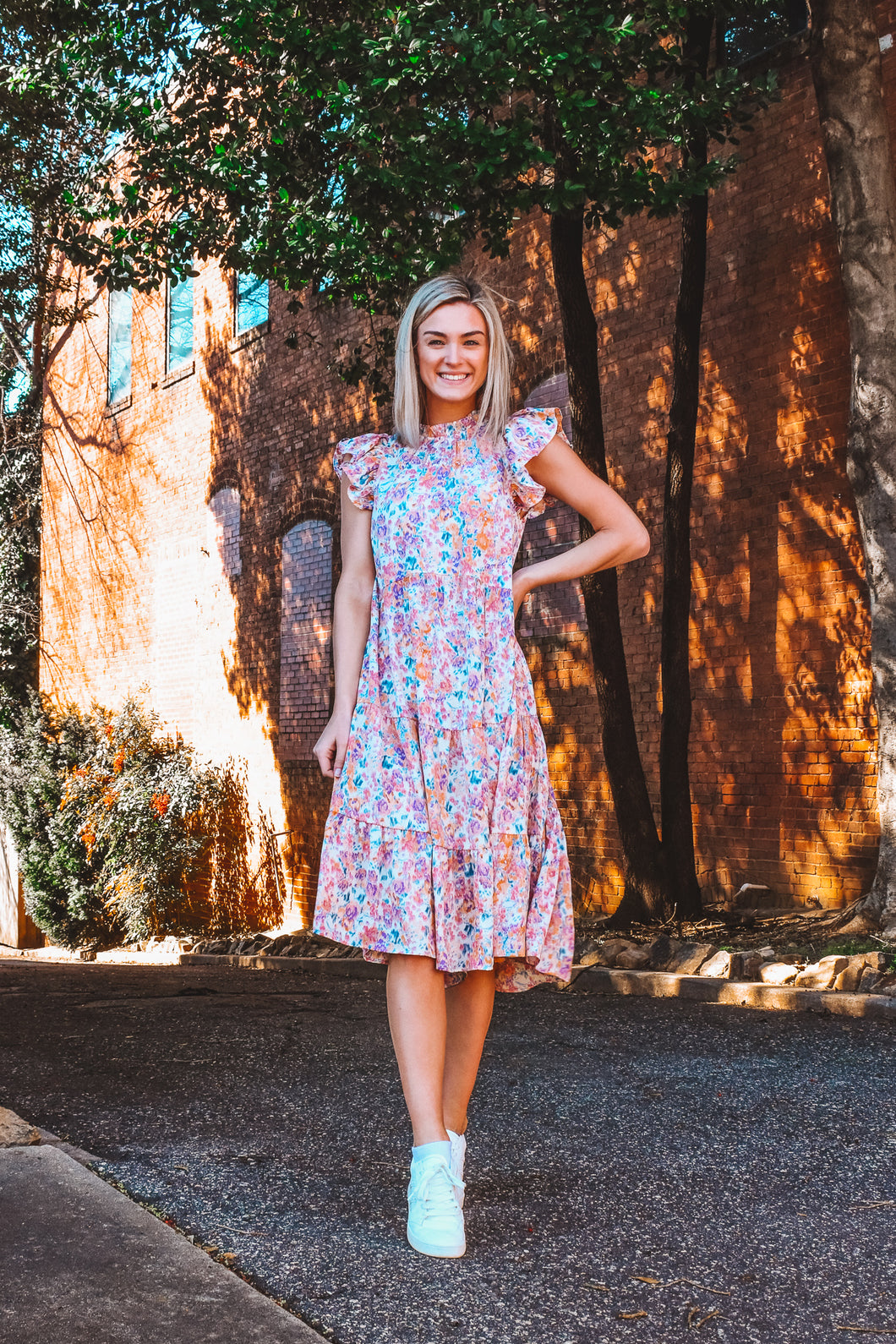 Flower Gardens Floral Midi Dress