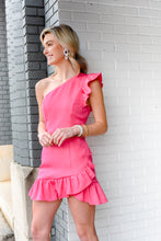 Load image into Gallery viewer, Great Minds Pink Alike One Shoulder Dress
