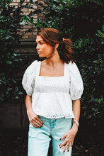 Load image into Gallery viewer, Alana Eyelet Peplum Top
