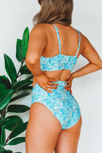 Load image into Gallery viewer, Seaside Serenity Floral Wrap Swim Top
