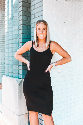 Hot Slit Ribbed Midi Dress