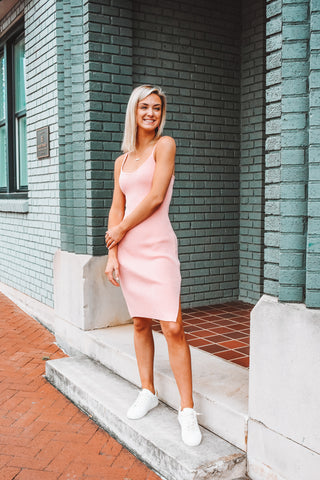 Hot Slit Ribbed Midi Dress