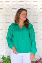 Load image into Gallery viewer, In The Greentime Ruffle Blouse
