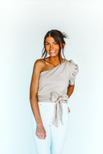 Load image into Gallery viewer, Great Expectations One Shoulder Tie Top
