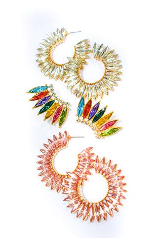 Multi Oval Stone Hoops