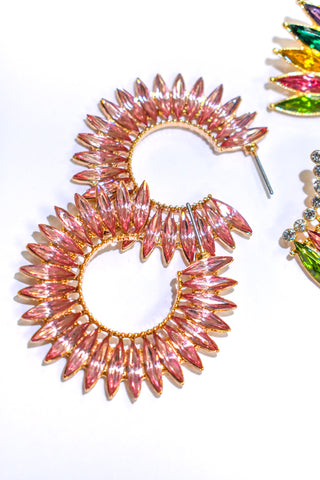 Multi Oval Stone Hoops