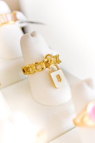 Yara Beaded Charmed Gold Ring