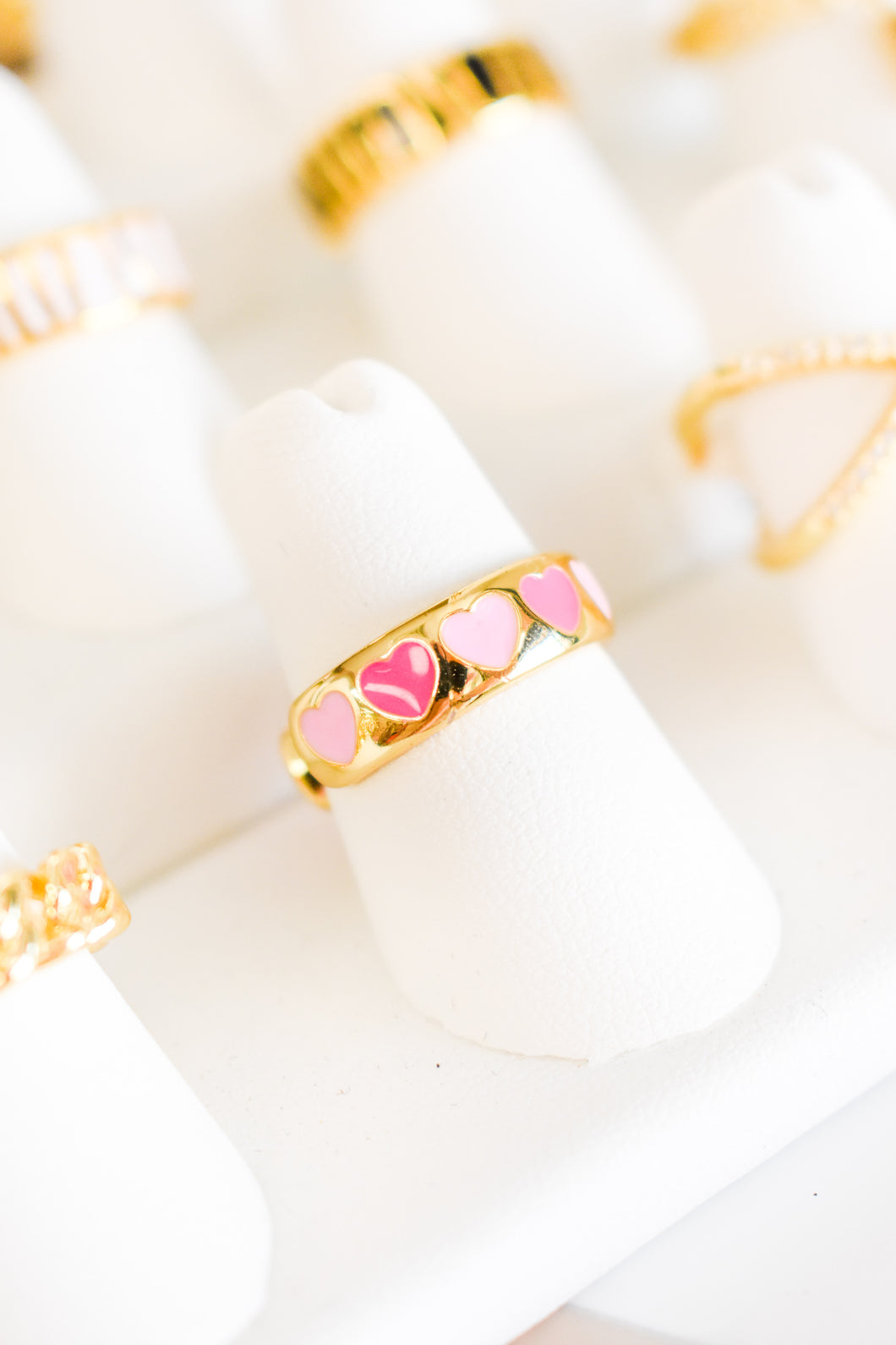 Penny Pink Mini Hearts Gold Ring