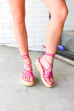 Load image into Gallery viewer, Lace Up Espadrille Wedge Sandals
