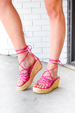 Load image into Gallery viewer, Lace Up Espadrille Wedge Sandals
