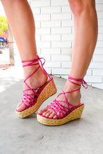 Load image into Gallery viewer, Lace Up Espadrille Wedge Sandals
