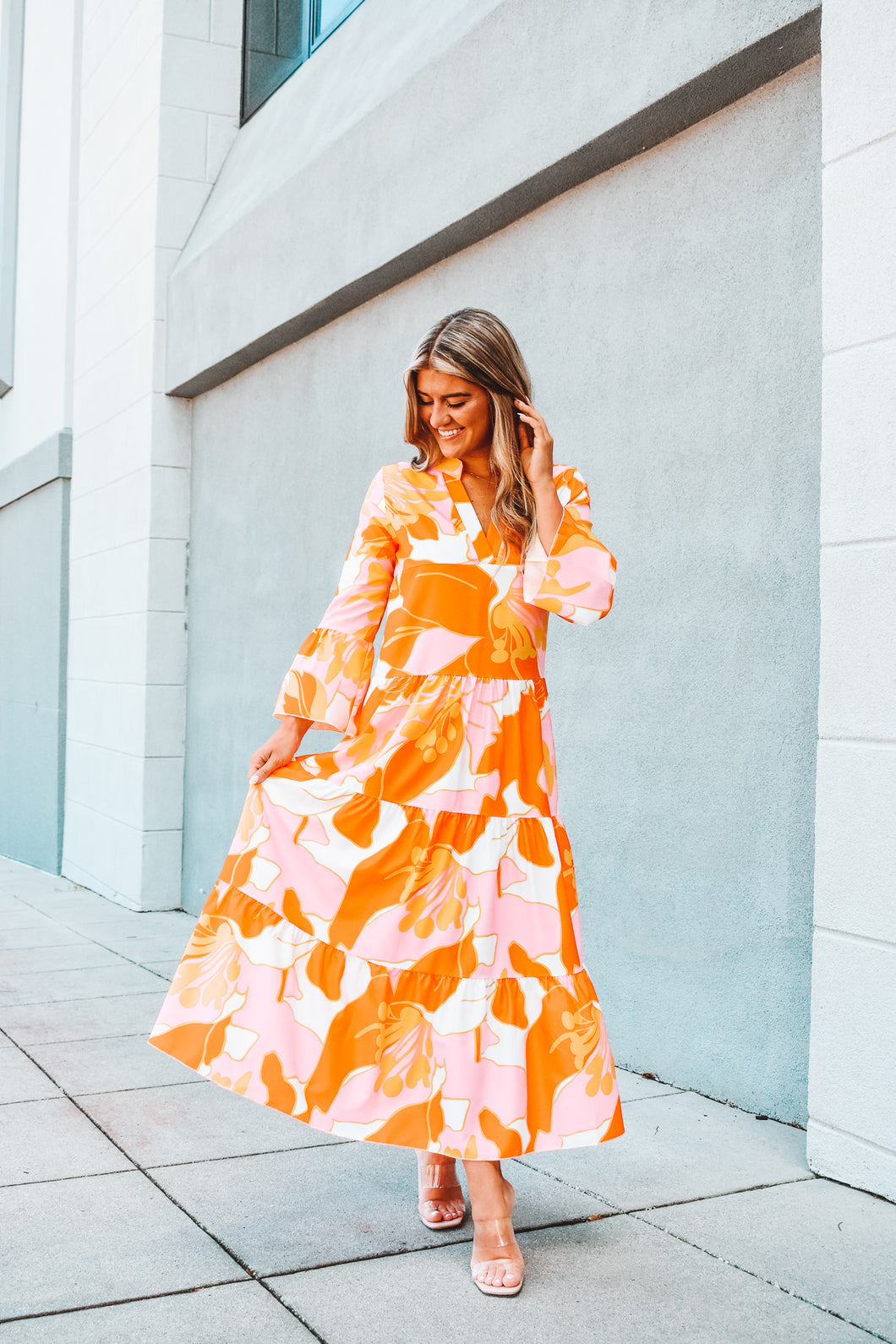 May Flowers Tiered Midi Dress