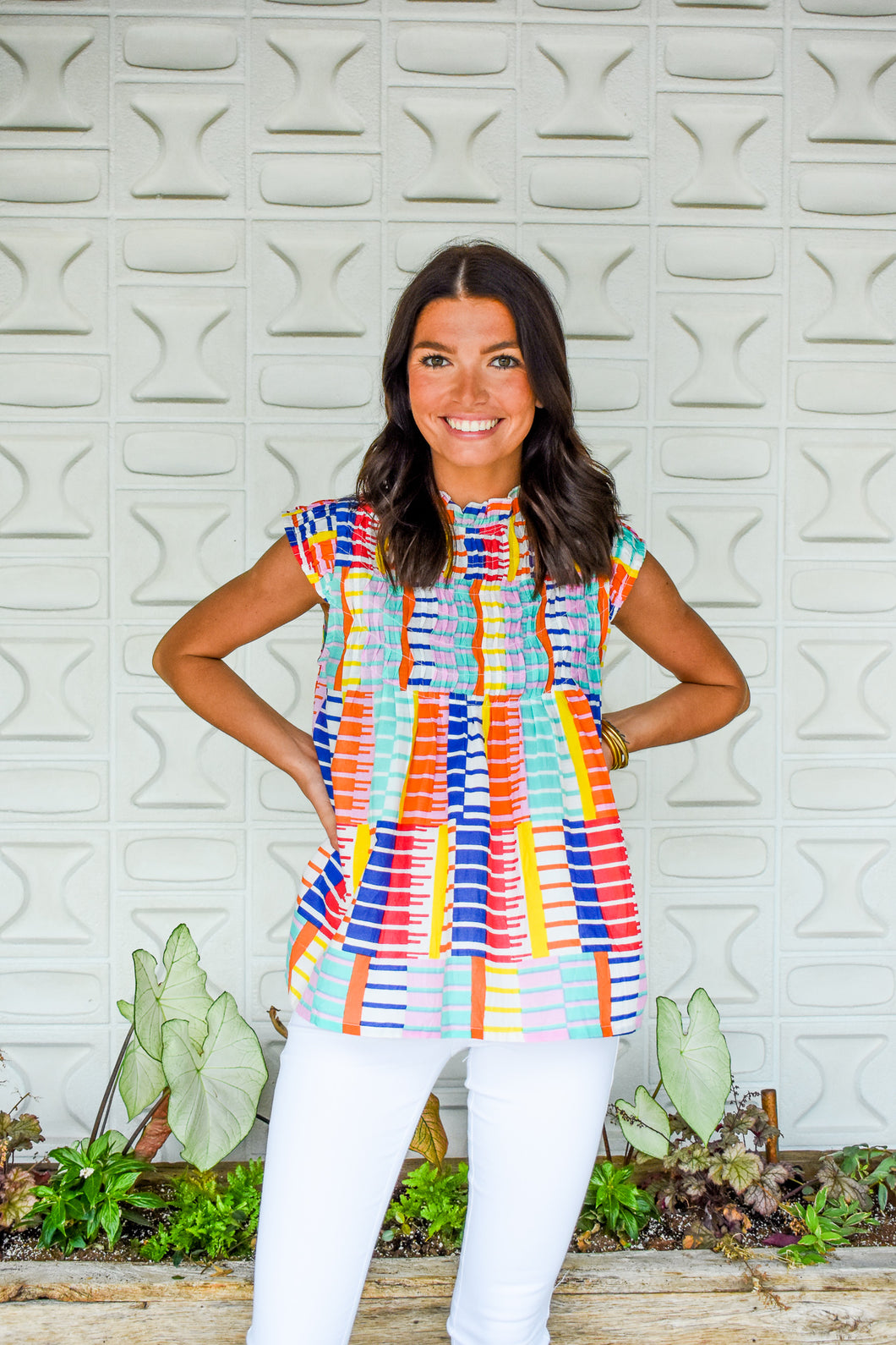 Stop, Smock, And Roll Printed Top