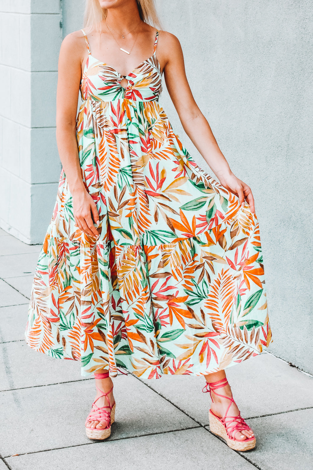 Shake Your Palm Palms Tropical Midi Dress