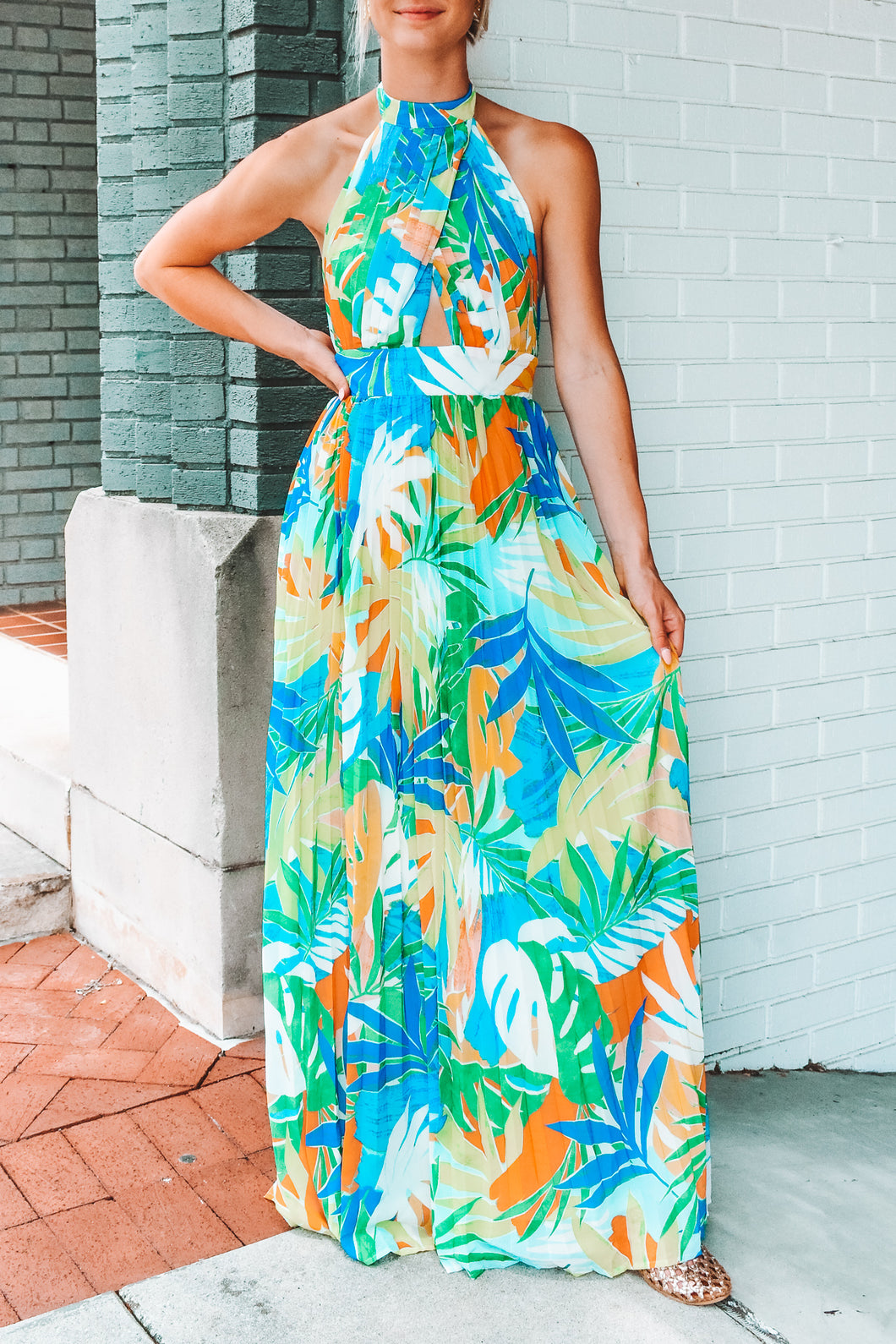 My Heart Skips A Pleat Maxi Dress