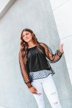 Load image into Gallery viewer, Black To The Future Polka Dot Top
