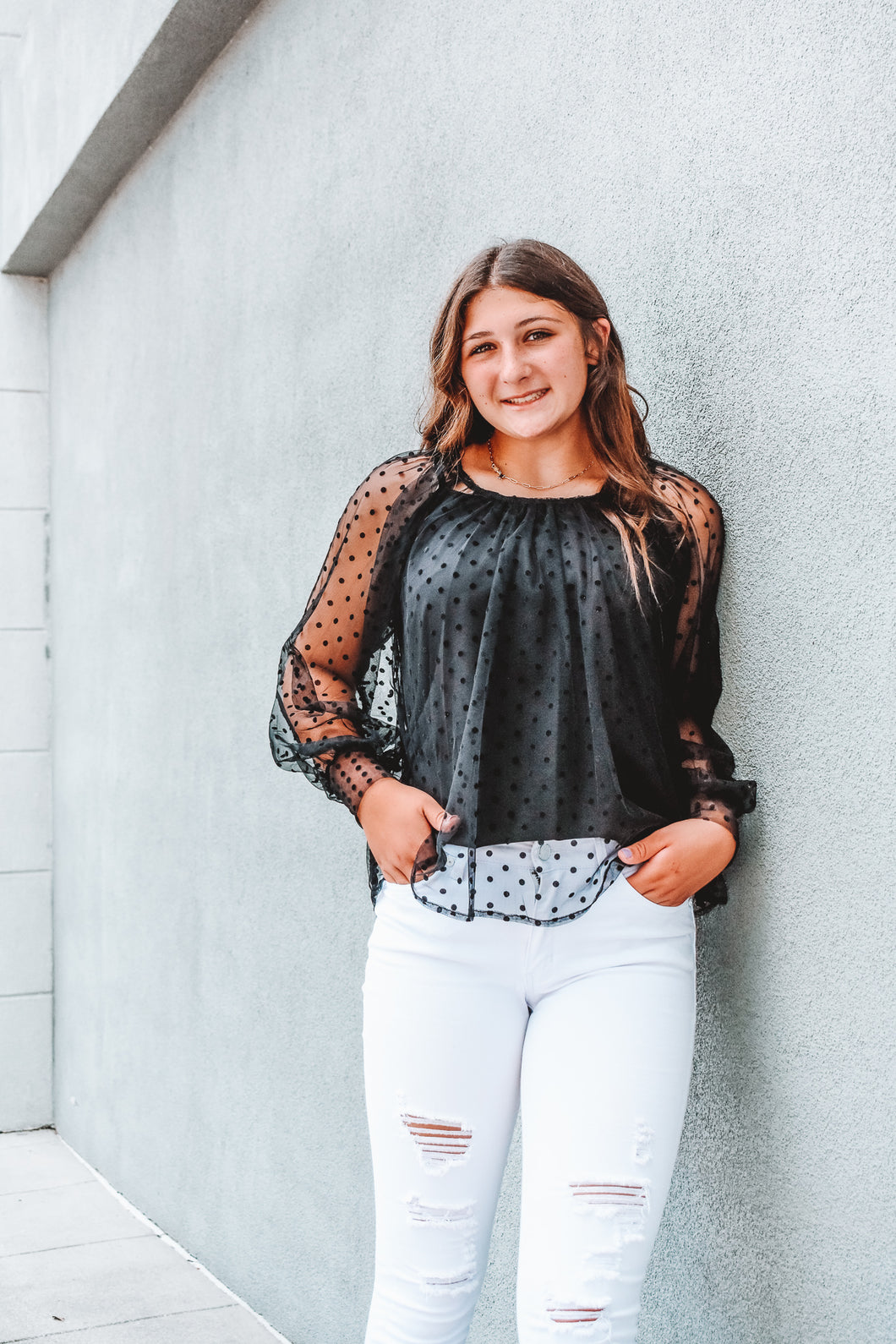 Black To The Future Polka Dot Top
