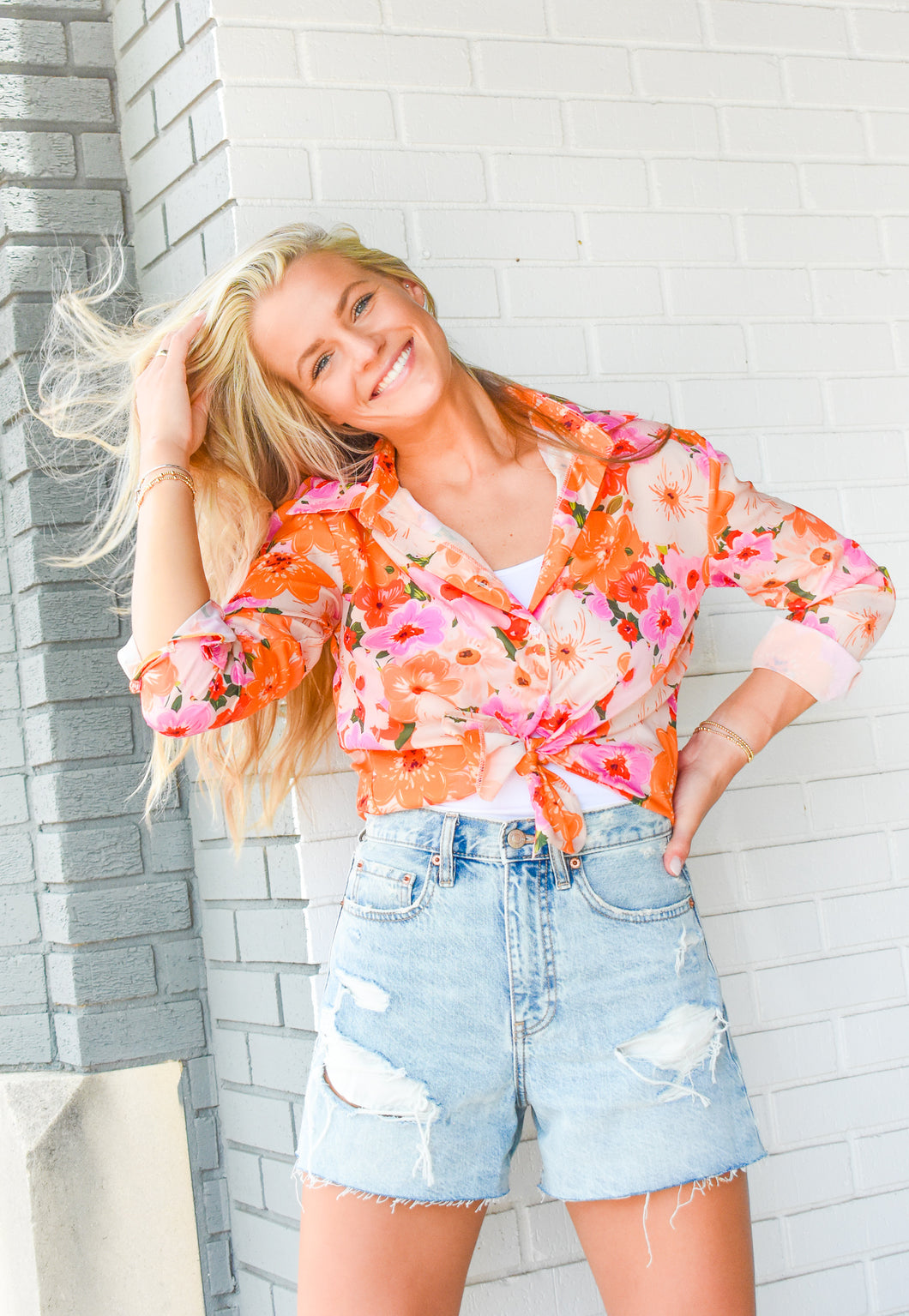 Floral Bloom Button Up Top