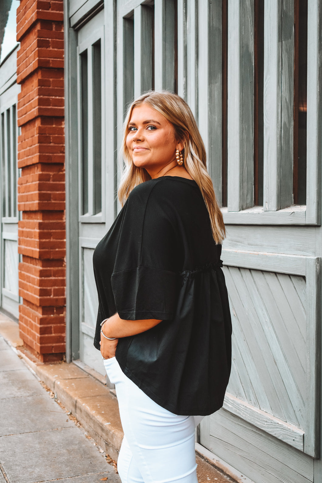 Black Beauty Ruffle Back Top