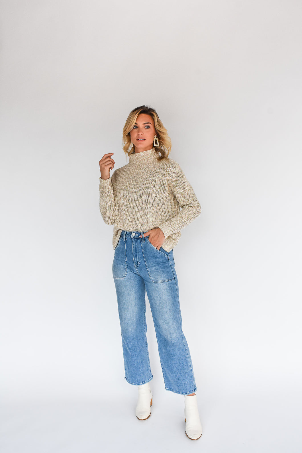 Life Is A Cream Turtleneck Sweater