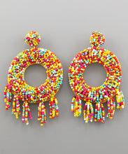 Load image into Gallery viewer, Seed Bead Tassel Circle Earrings
