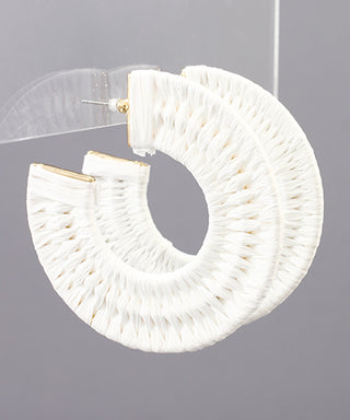Raffia Wrapped Wide Open Hoops