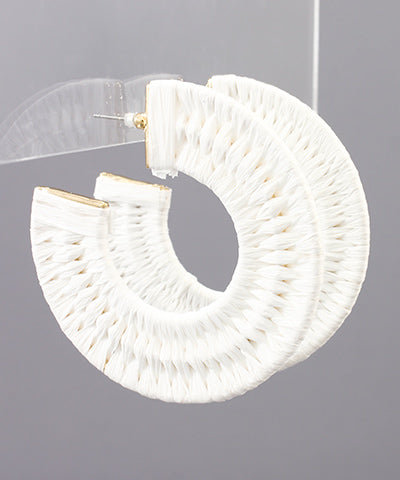 Raffia Wrapped Wide Open Hoops