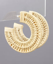 Load image into Gallery viewer, Raffia Wrapped Wide Open Hoops
