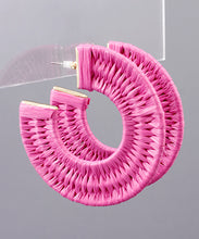 Load image into Gallery viewer, Raffia Wrapped Wide Open Hoops
