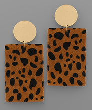 Load image into Gallery viewer, Cheetah Cowhide Rectangle Earrings
