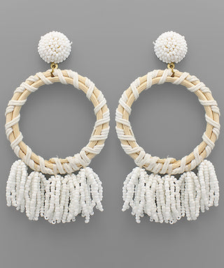Wrapped Circle Tassel Earrings