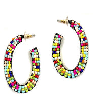 Load image into Gallery viewer, Beaded Oval Open Hoops

