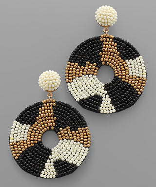 Leopard Bead Circle Earrings