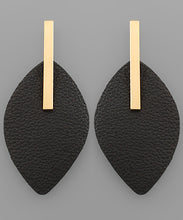 Load image into Gallery viewer, Leather Marquise And Bar Earrings
