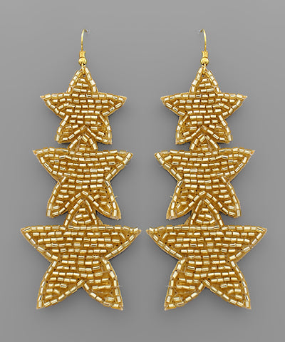 Beaded Triple Star Earrings