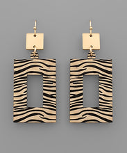 Load image into Gallery viewer, Animal Print Rectangle Wood Earrings
