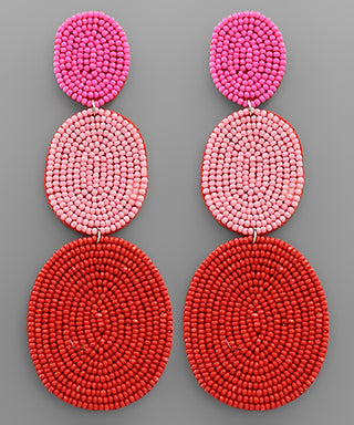 3 Color Bead Oval Earrings