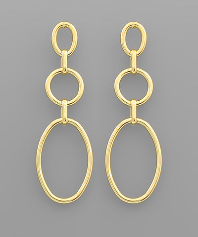 Circle and Oval Link Gold Dipped Earrings