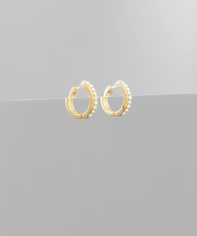Pearl Pave Huggie Hoops