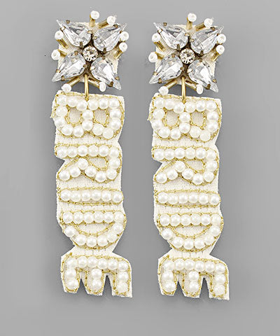 Jewel Top Bride Bead Earrings