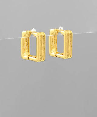 3 Row Square Huggie Hoops