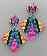 Load image into Gallery viewer, Stripe Bead Square Earrings
