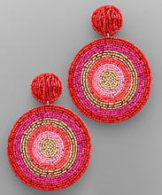 Load image into Gallery viewer, Circle Pattern Bead Disk Earrings

