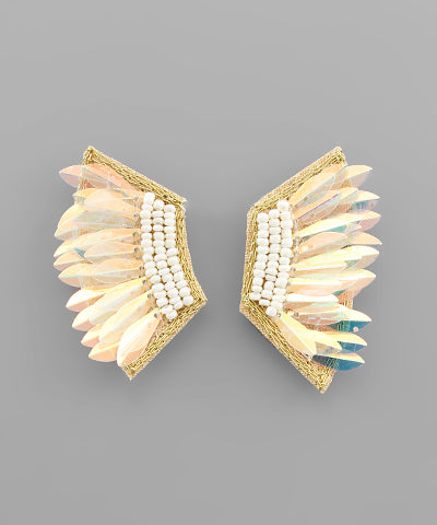 Seed Bead And Wing Earrings
