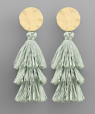 Disk And Tassel Earrings