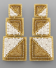 Load image into Gallery viewer, Two Tone 3 Square Bead Earrings
